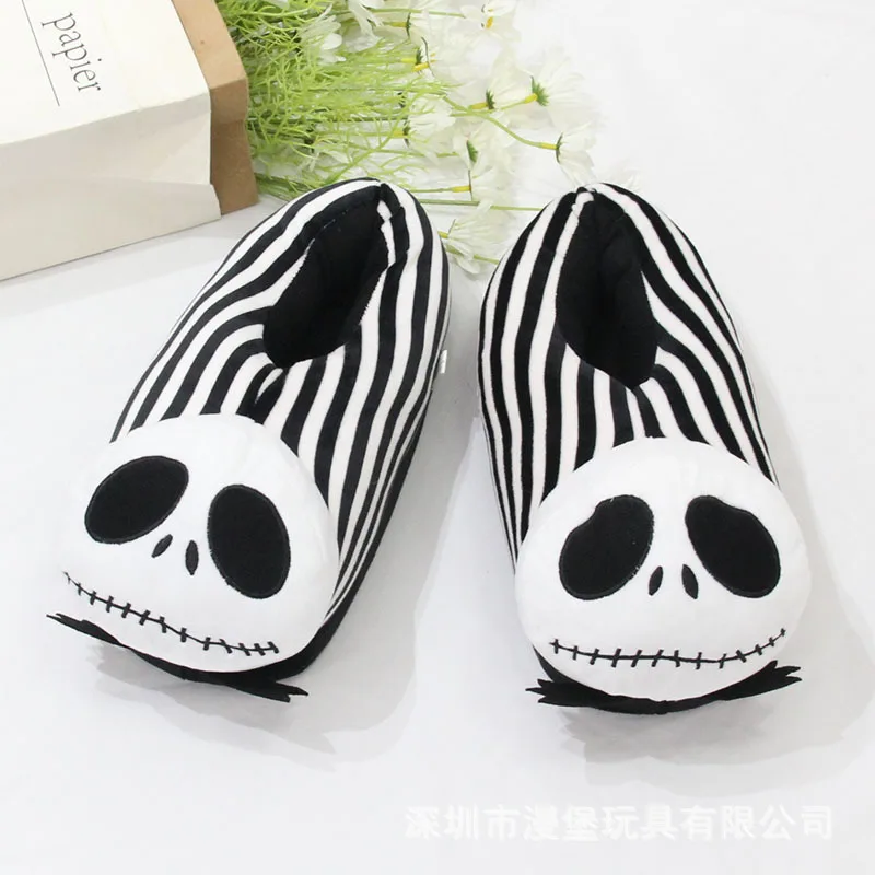28cm Disney The Nightmare Before Christmas Jack Skellington Fashion Cotton Slippers Indoor Men Women Winter Slippers for Couples