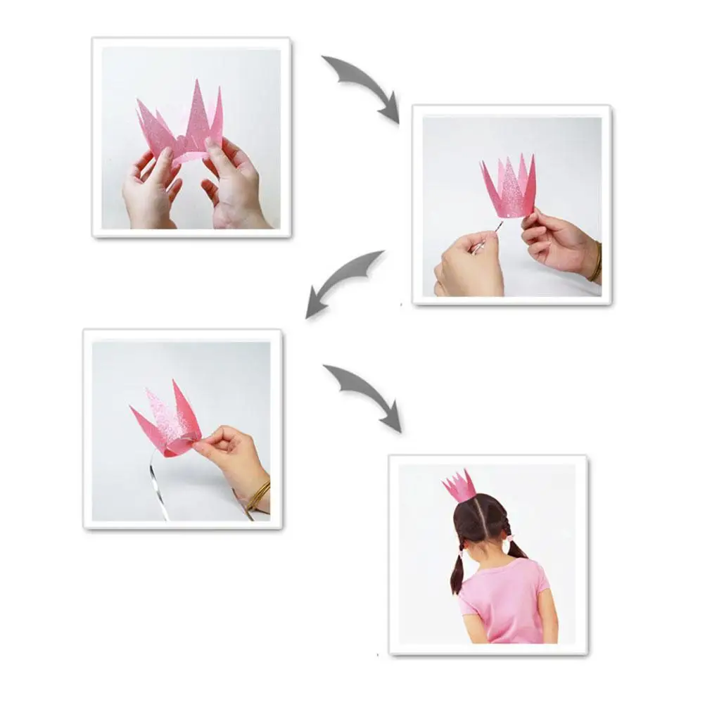 

6 PCS Princess Birthday Hat Party Hats for Kids Glitter Paper Crowns Happy Decor Decorations