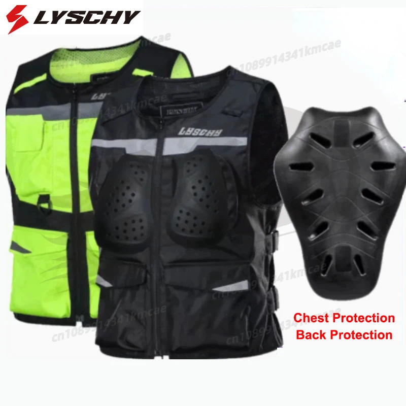 

LYSCHY Motorcycle Reflecting Vest Winter Reflective Bike Jacket Men Motocross Riding Equipment with Protective Gear Safety Vest