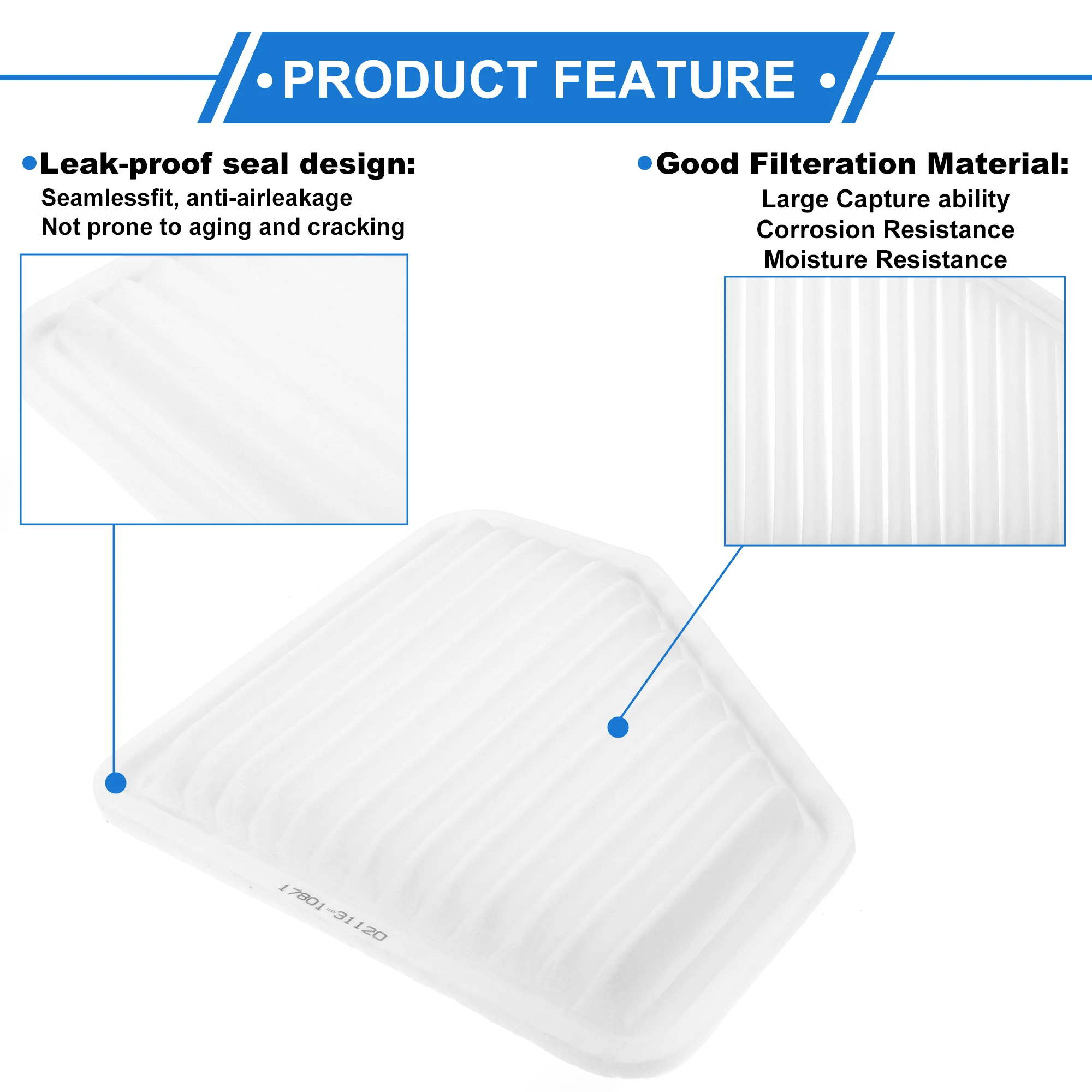 X Autohaux 1 Pcs Engine Air Filter for Toyota Camry 3.5L V6 07-11 Long Life Engine Air Filter