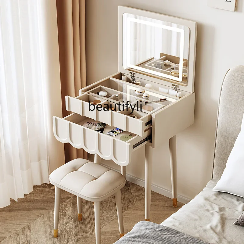 Flip Cream Style Dressing Table Small French Bedroom Multi-Functional Integrated Makeup Table