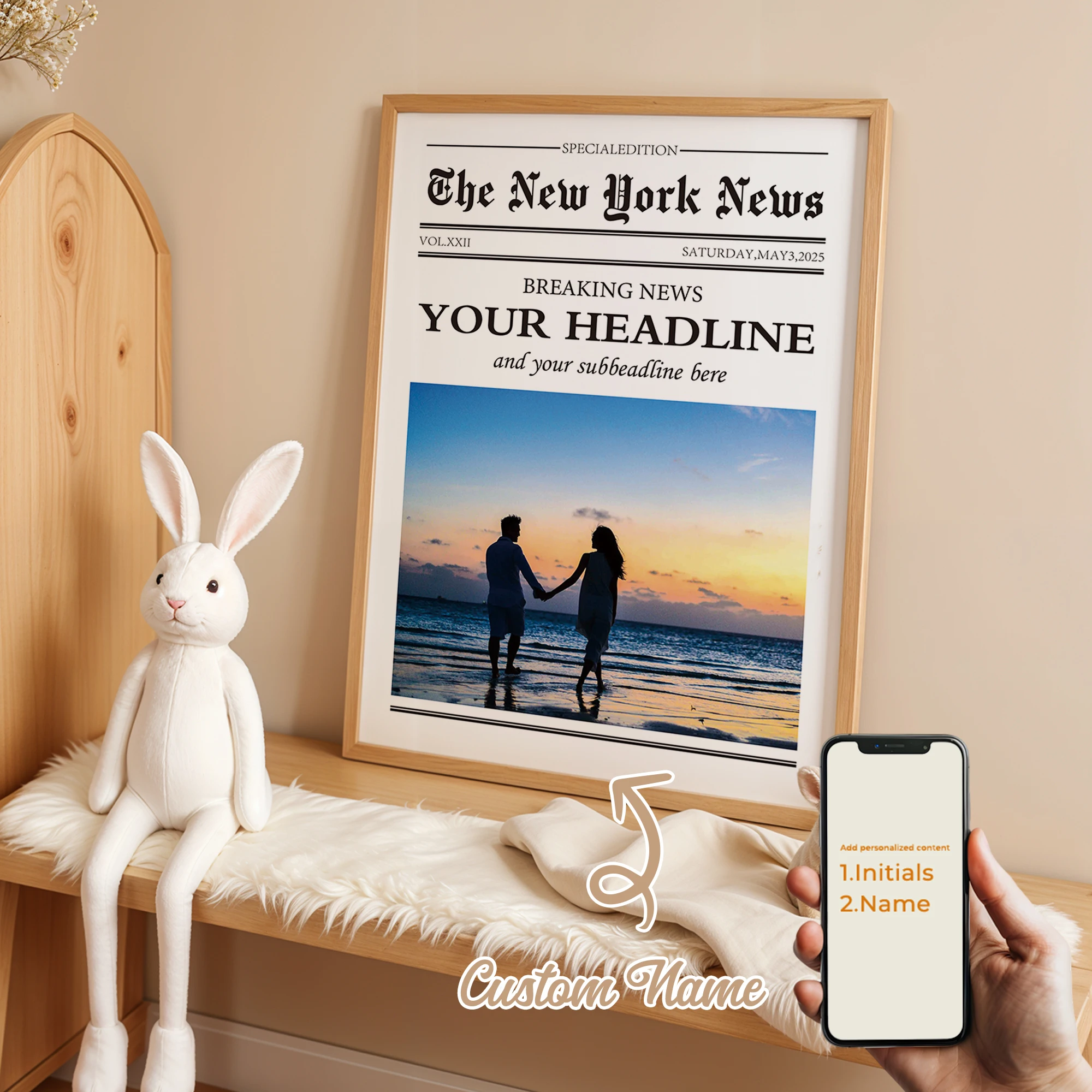 Personalized Custom New York Headline Newspaper Wall Art Print Picture Canvas Poster Painting For Living Room Home Decor Gift