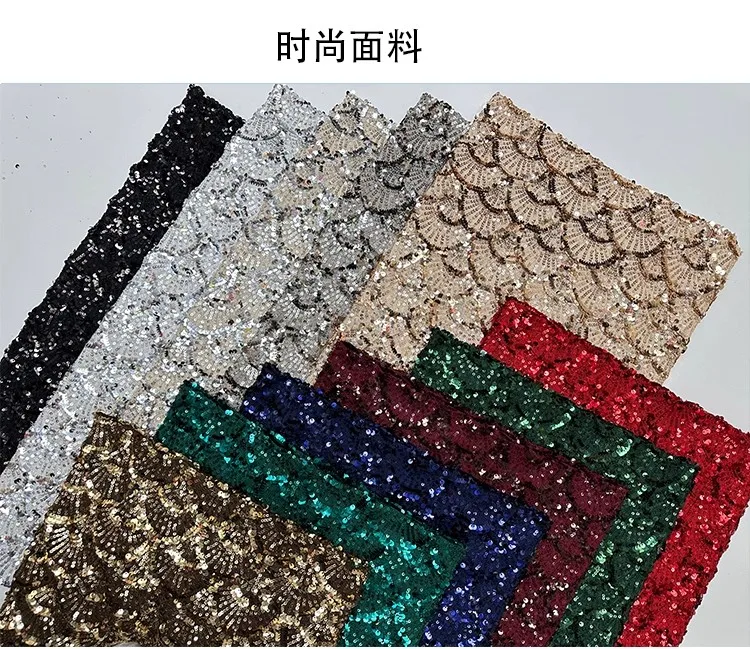 

Новая марлевая ткань 1 ярд для одежды, полная блесток, веерные полоски с блестящей вышивкой, тканью, платье и свадебная ткань Cheongsam