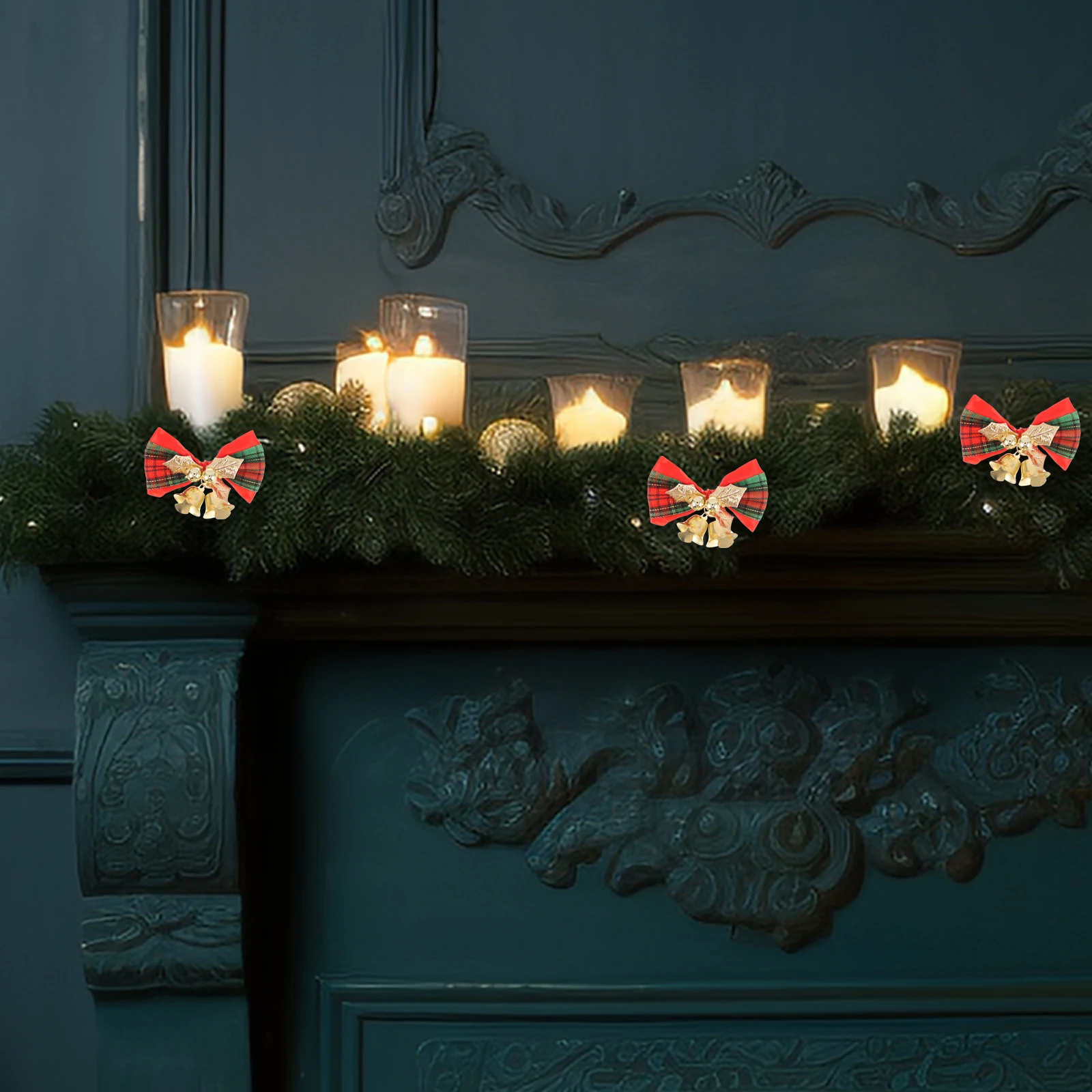 

6Pcs Christmas Bell Mini Bow-Knot Decor Lightweight Hanging Pendant Christmas Tree Decoration Home Ornaments Party Accessories