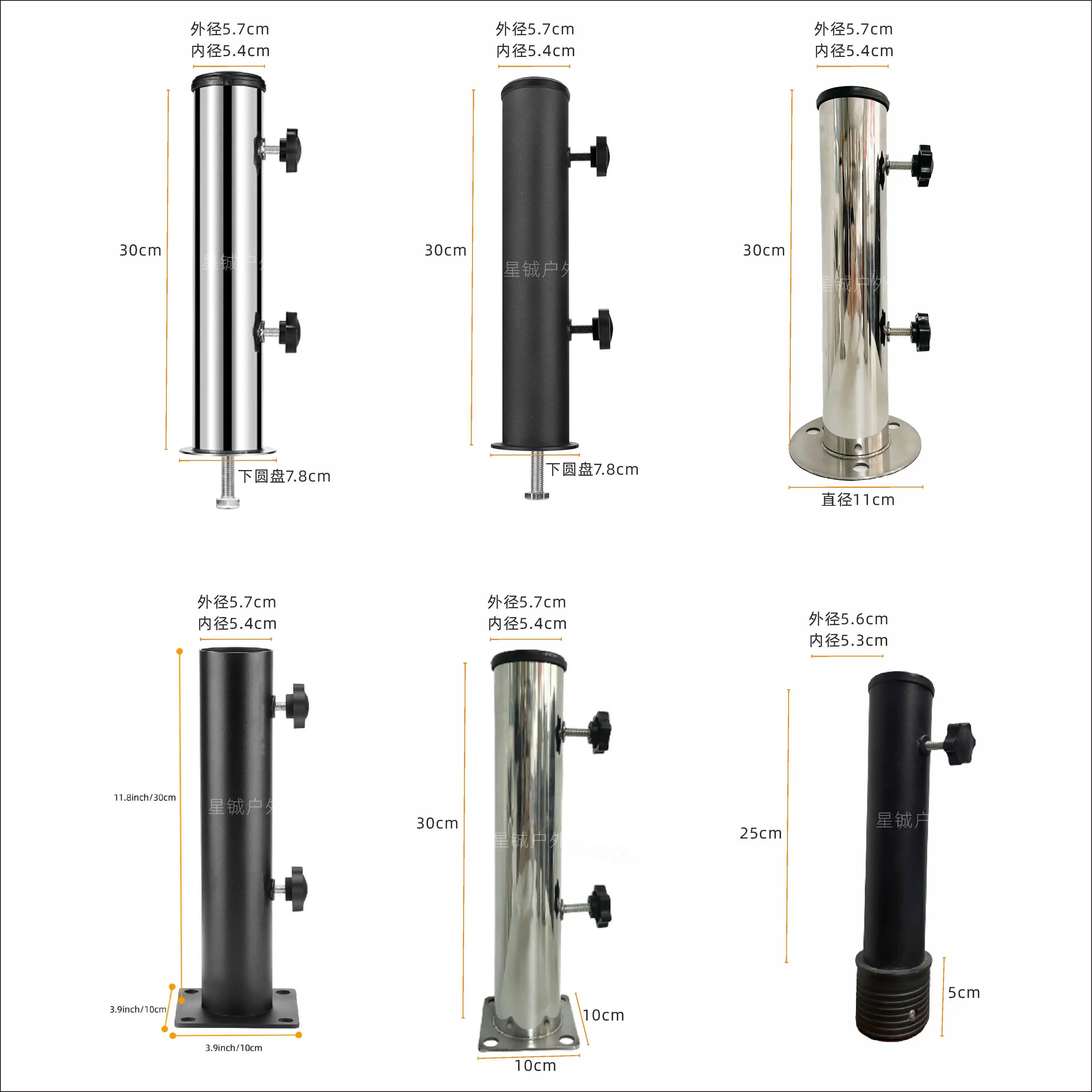 A04I Umbrella Pole Mount Stand Tube Set, Outdoor Parasol Base Holder Insert Pipe Sleeve, for Outside Garden Backyard Balcony