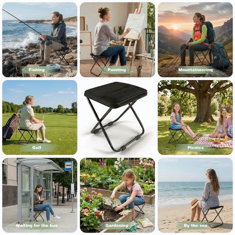 Tourist Folding Chair Portable Lawn Stool  Fishing Stool Outdoor Picnic Travel Handbag Mini Seat Beach Hiking Compact Rest Tool - view 5