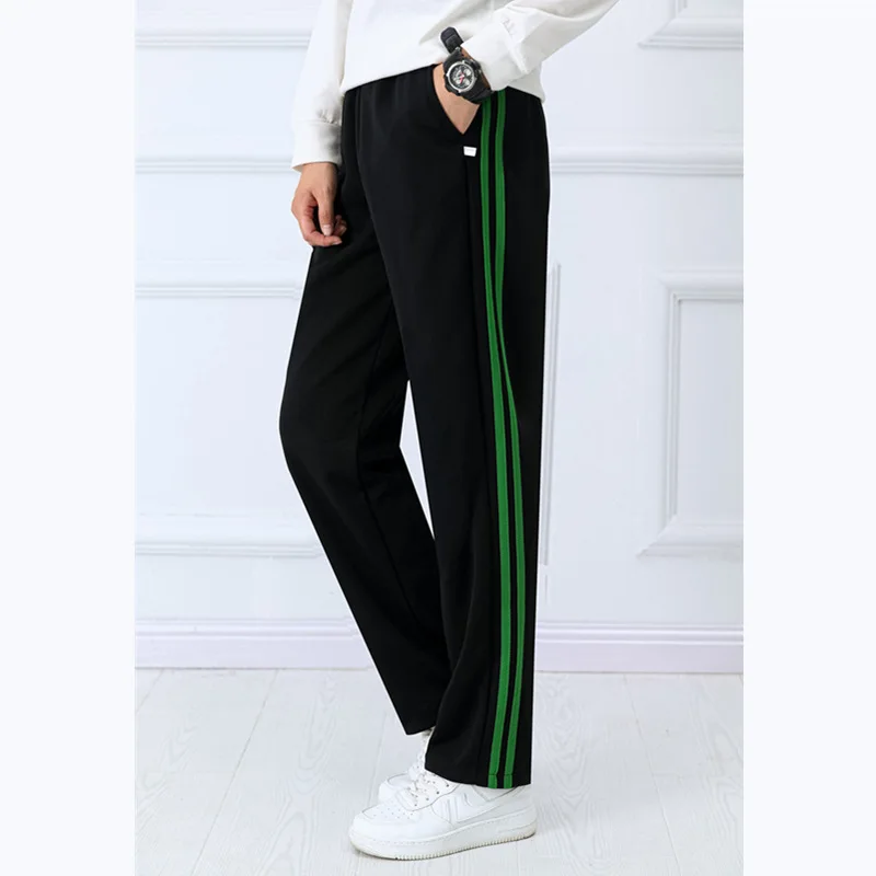 Navy blue Unisex New Track Pants Casual Sweatpants mens Striped Bastic Trousers Straight Pants Joggers Simple Work Pants