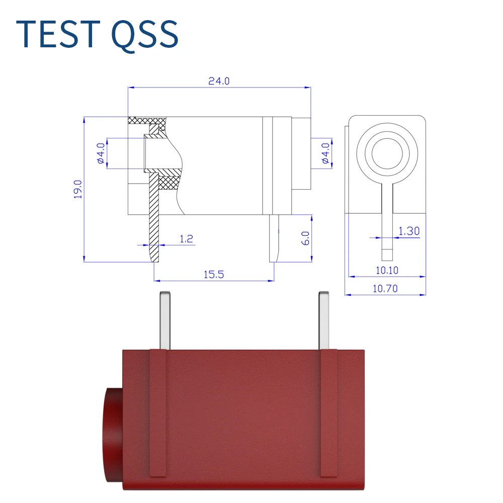 QSS  2PCS 4MM Socket Banana Plug Two Pins PCB Installation Circuit Board Socket M4 60V 24A Q.40024