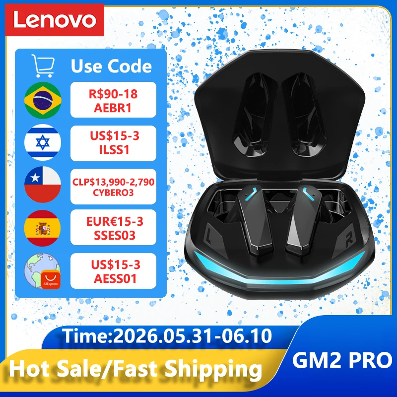 Original Lenovo GM2 Pro 5.3 Earphone Bluetooth Wireless Earbuds Low Latency Headphones HD Call Dual Mode Gaming Headset With Mic