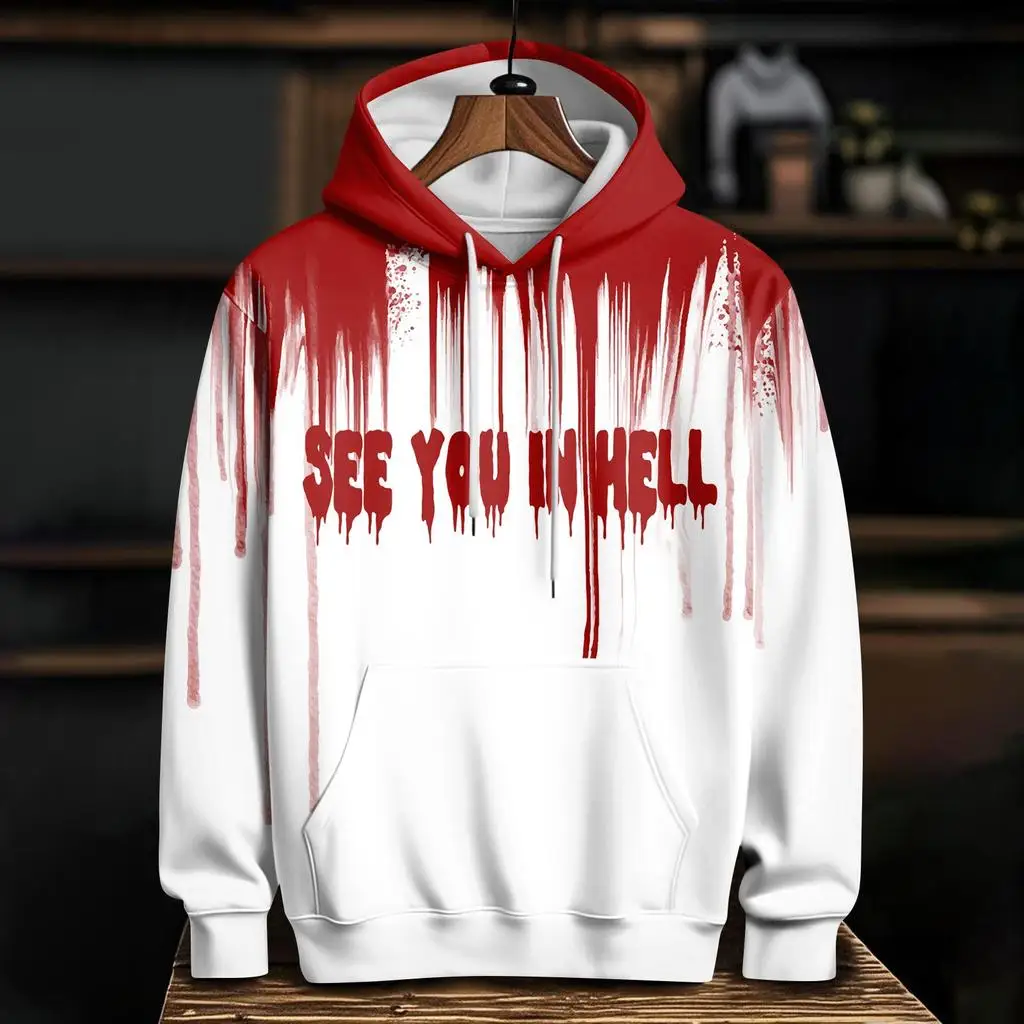 

Halloween Theme Horror Bloody Graphic Hoodies For Men 3D Printed Gothic Cool Long Sleeve Sweatshirt Autumn Winter Loose Clothing