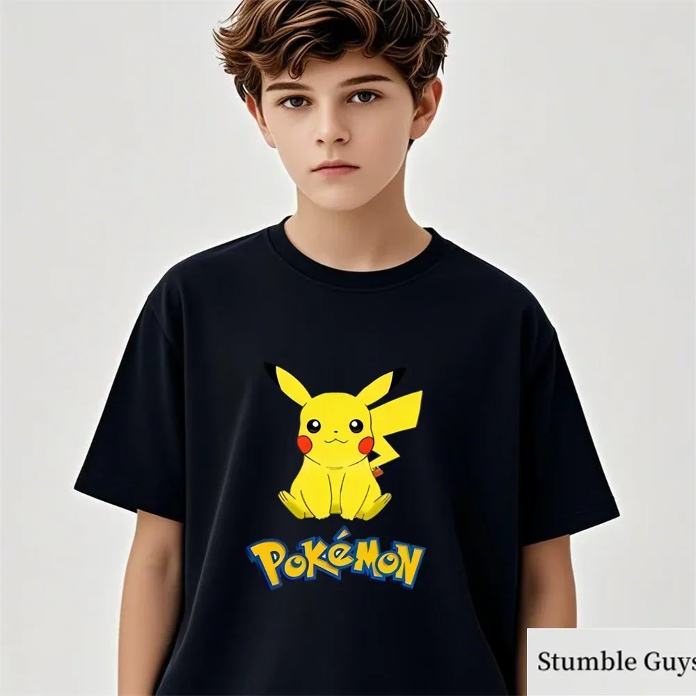 الصيف بوكيمون ثلاثية الأبعاد الطباعة الأطفال بيكاتشو تي شيرت لصبي عادية بنين بنات موضة تي شيرت الاطفال 3-14 سنة الكرتون الملابس