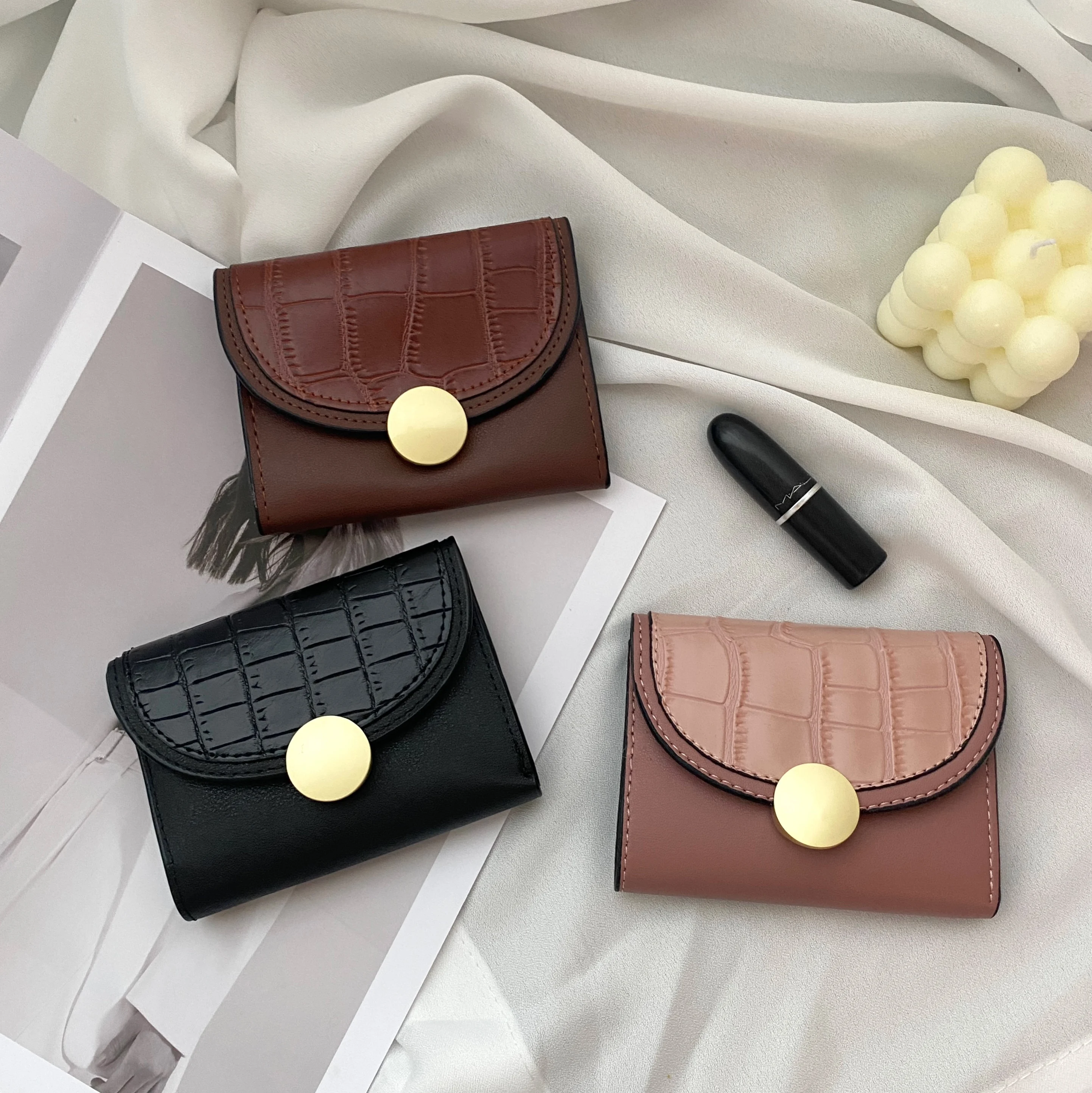 

Ins ort Sle Women's Wallet Retro mat Tee Bule Coin Purse Stone Pattern Multi-Function Card Holder Money Clip