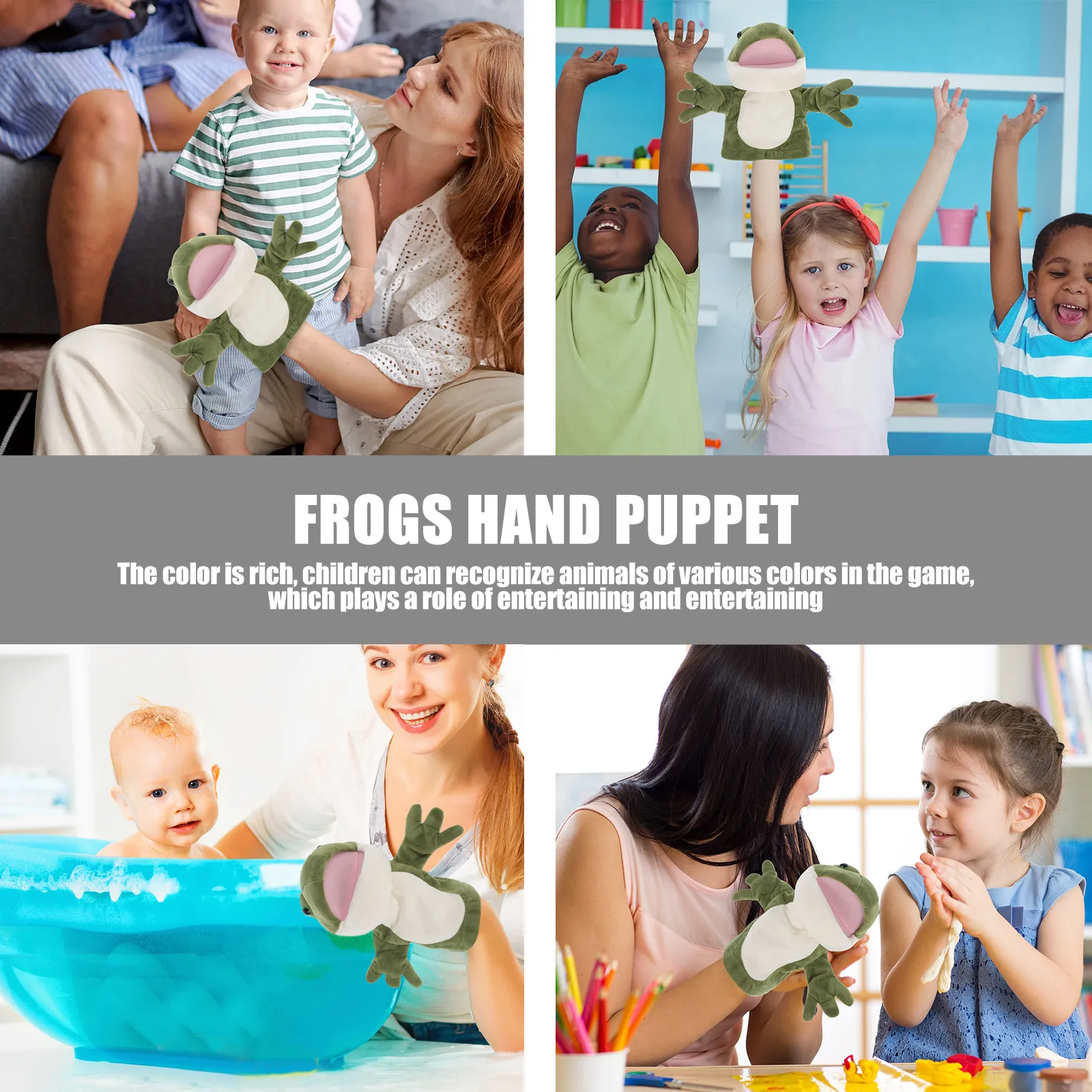 

1Pcs Frogs Hand Puppet Cartoon Animal Design Parent-Child Interactive Storytelling Role Play Hand Puppet for Kids