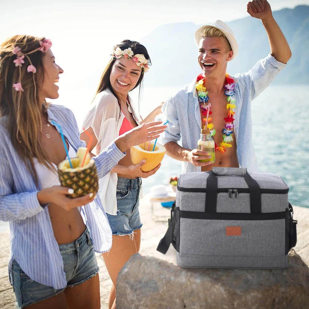 Borsa termica pieghevole di grande capacità da 35 litri borsa termica per Picnic borsa per il pranzo borsa di raffreddamento per viaggi all\'aperto