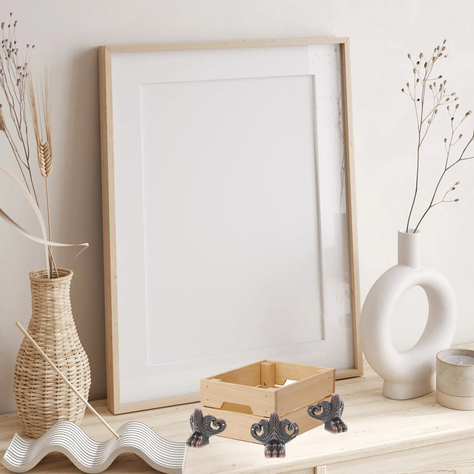 

10pcs Retro Furniture Feet Vintage Style Zinc Alloy Legs Jewelry Box Hardware Storage Box Corner Protectors Decorative Wood Case
