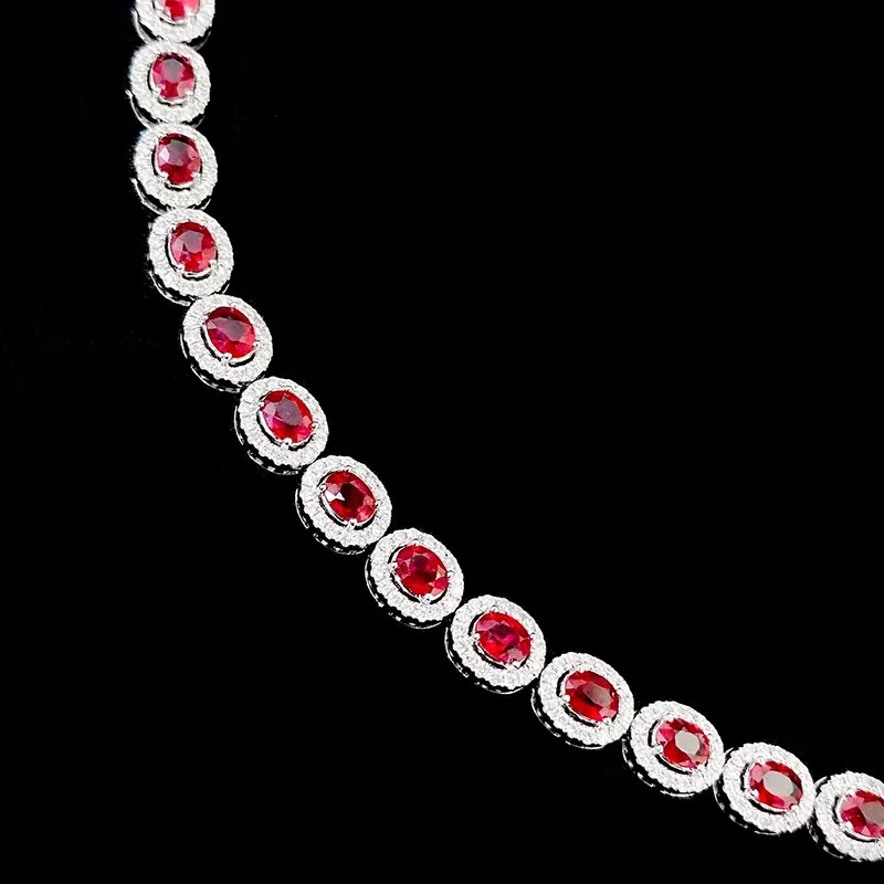 18K Au750 White Gold Nature Ruby Bracelet bangle Nature Diamond  Bracelet Wedding Party Engagement Anniversary Gift