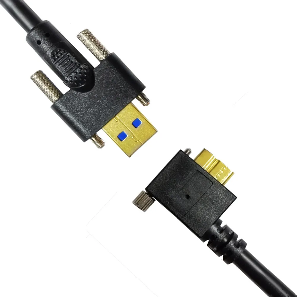 USB 3.0 a Male to Micro B Male Bendable Cable with Dual M3 Screw Locking - Data Sync & Charging Cord 0.3m/1m/2m Options Availabl
