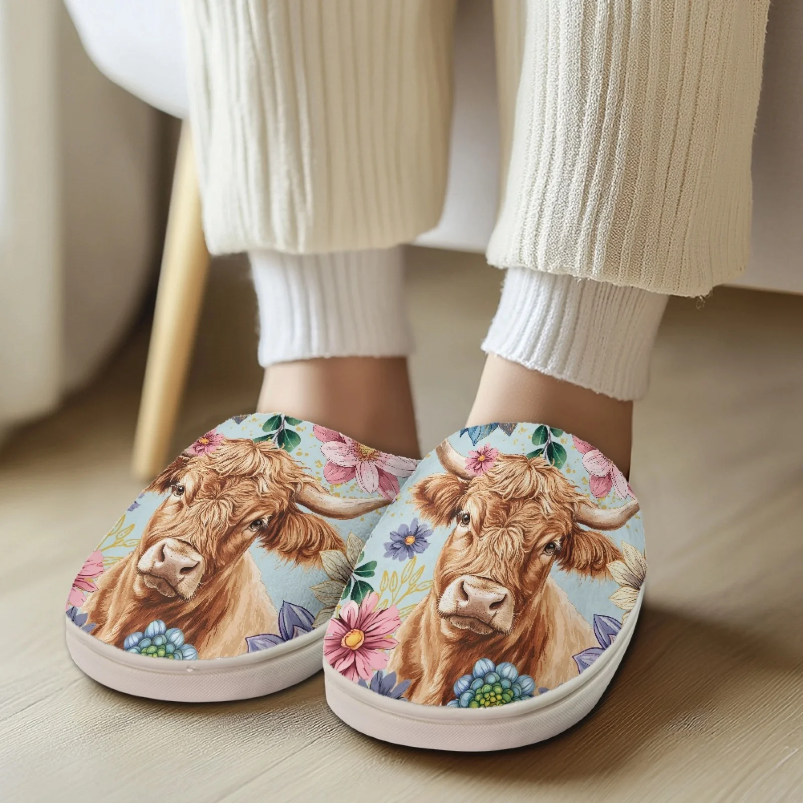 PENSTROLL Highland Cow Lightweight Fuzzy Slippers House Shoes Teacher Relaxation Gifts Slippers Gamer Girl Aesthetic House Shoes