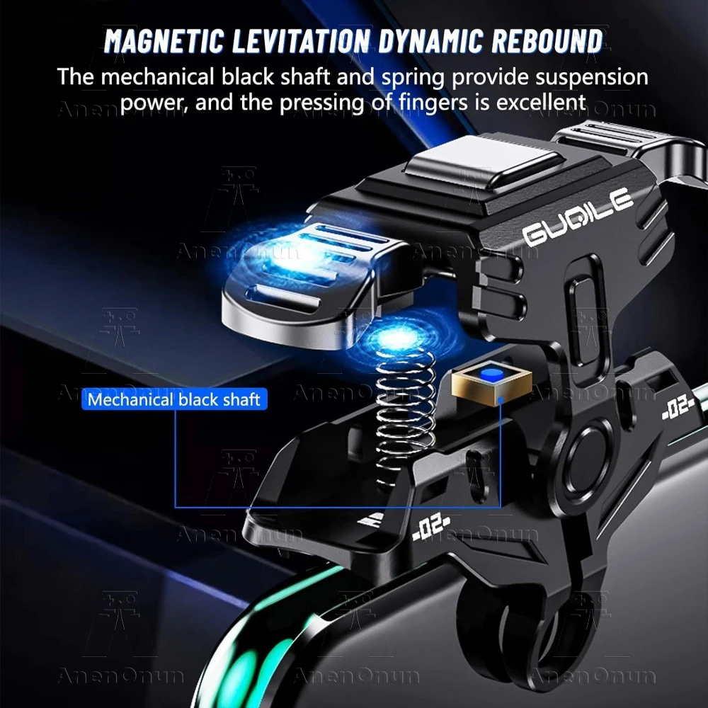 Mobiler Gaming-Shooter-Controller für PUBG, Fortnite, COD Android/iOS Telefon Ziel-Fire L1 R1 Schultertaste 4-Finger-Bedienungs-Trigger – Detail 2