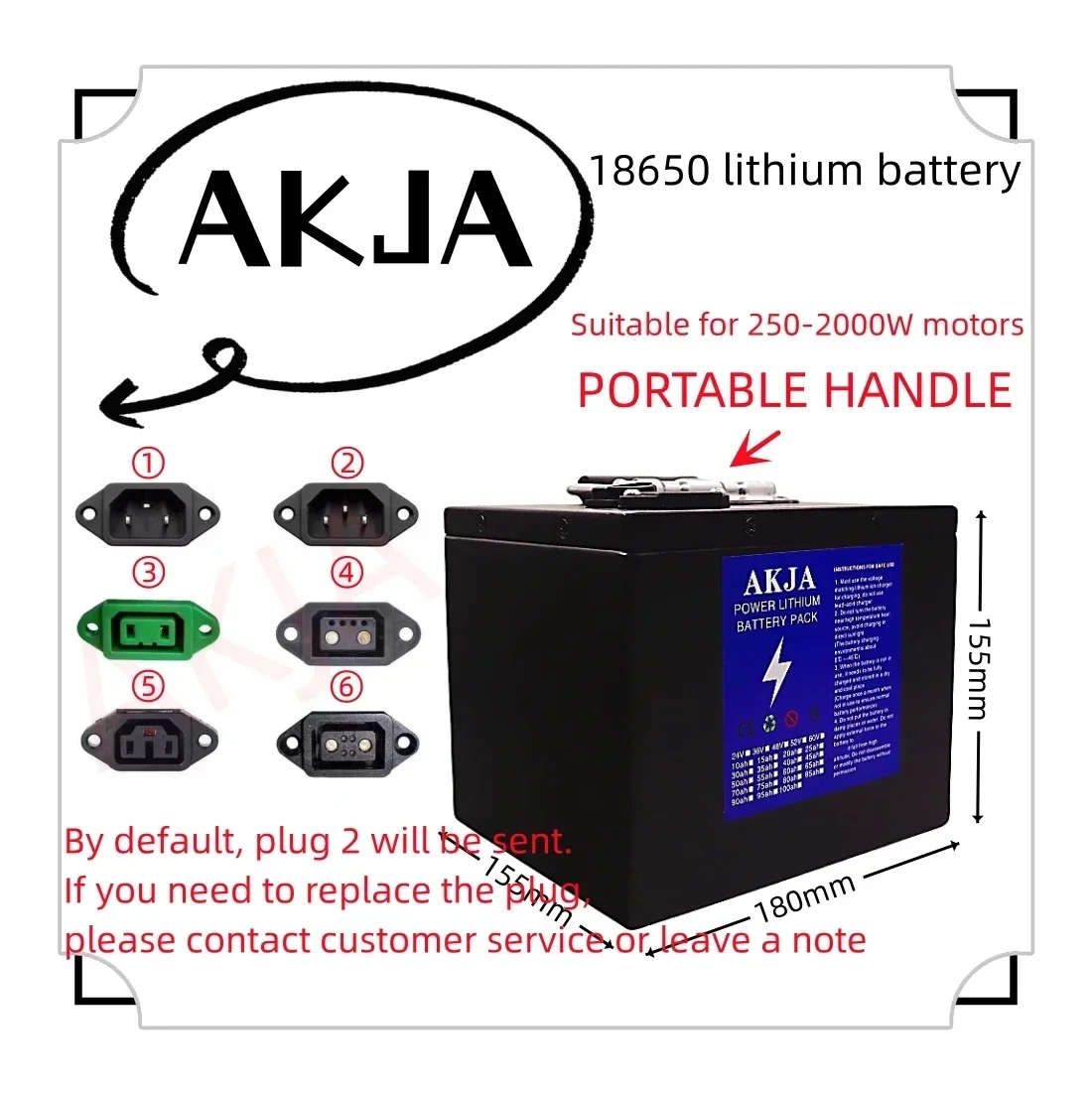 Air fast transportation New Full Capacity Power 18650 Lithium Battery 36V10ah-80ah  Lithium Battery Pack Suitable for 250-2000W