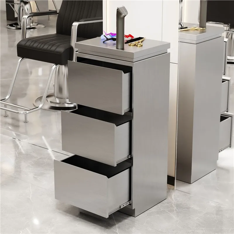 

Factory Direct Sales Hair Salon Storage Locker with Drawer Barber Shop Tool Cabinet Stainless Steel Hair Tool Cabinet