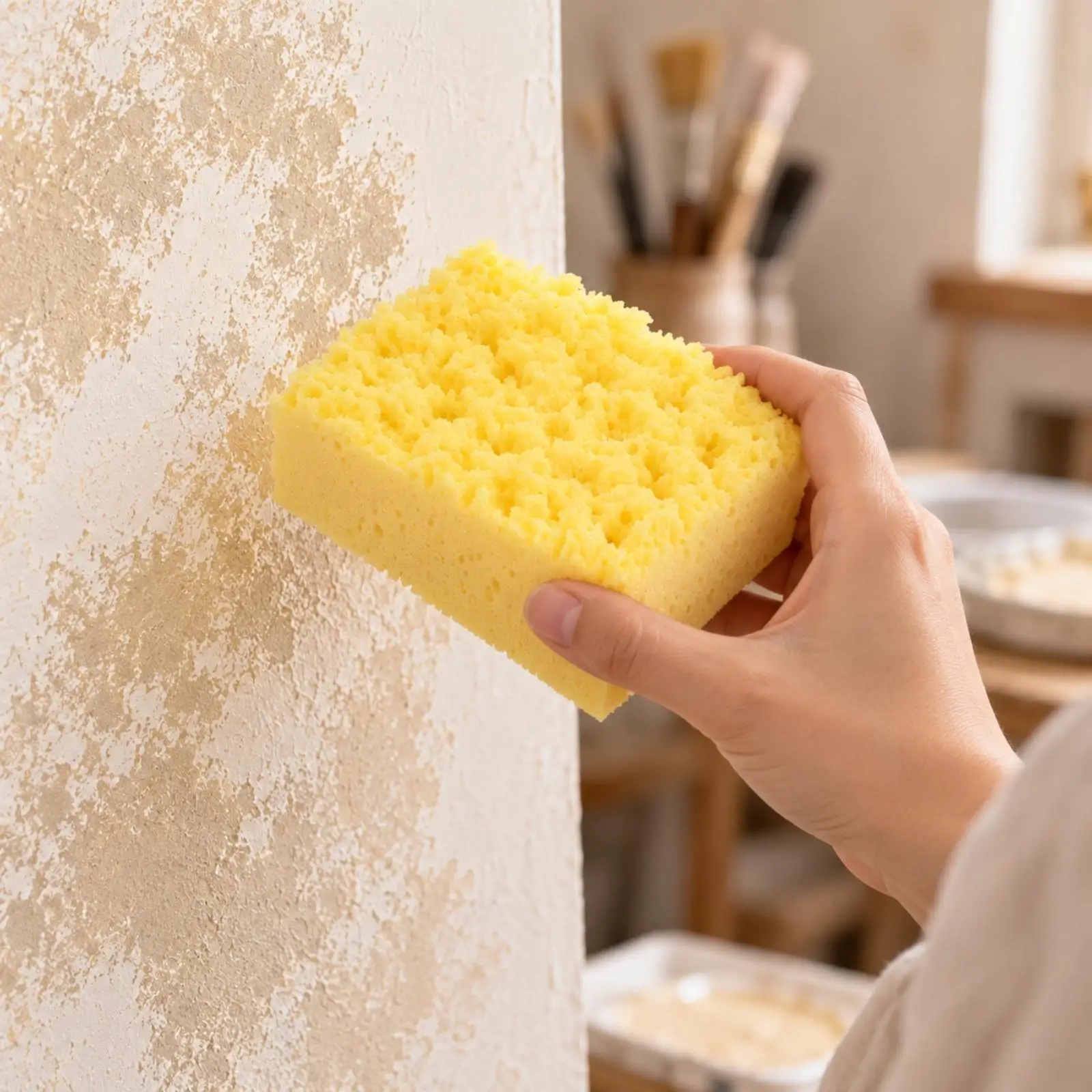 Textured Art Sponge Applicator for Wall Paint Roller Repair and Craft Decor with Dense Porous Material for Structural Patterns