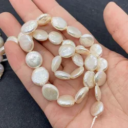 100% Natural Freshwater Pearl White Button Pearl Flat Round Bead for DIY Jewelry Necklace Bracelet Earring Accessories 11-12mm