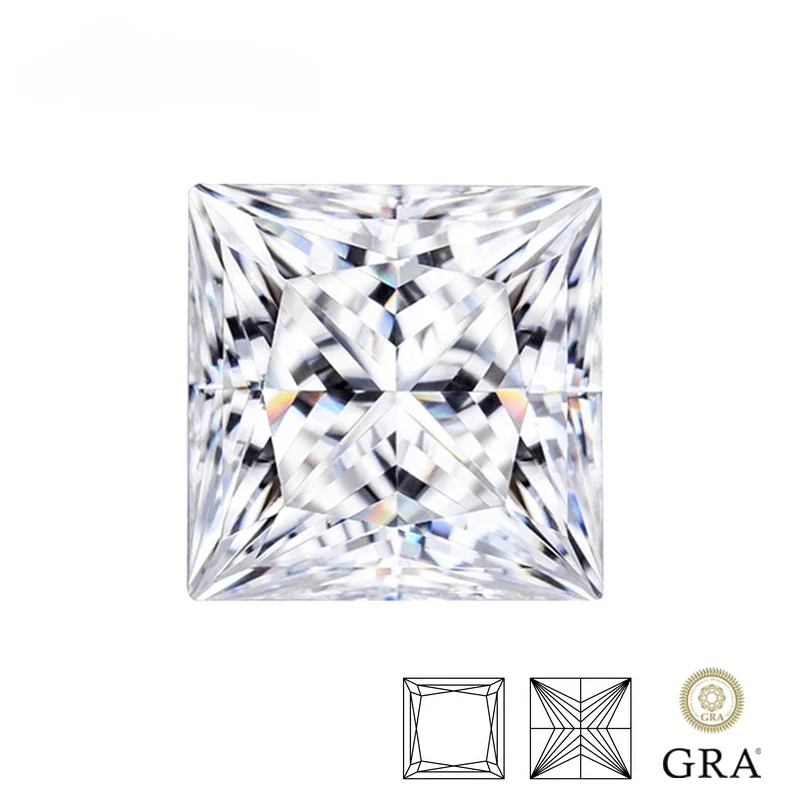 

Moissanite Loose Stone Princess Cut D Color VVS1 Gemstone Synthetic Lab Created Diamond Jewelry with GRA Certificate