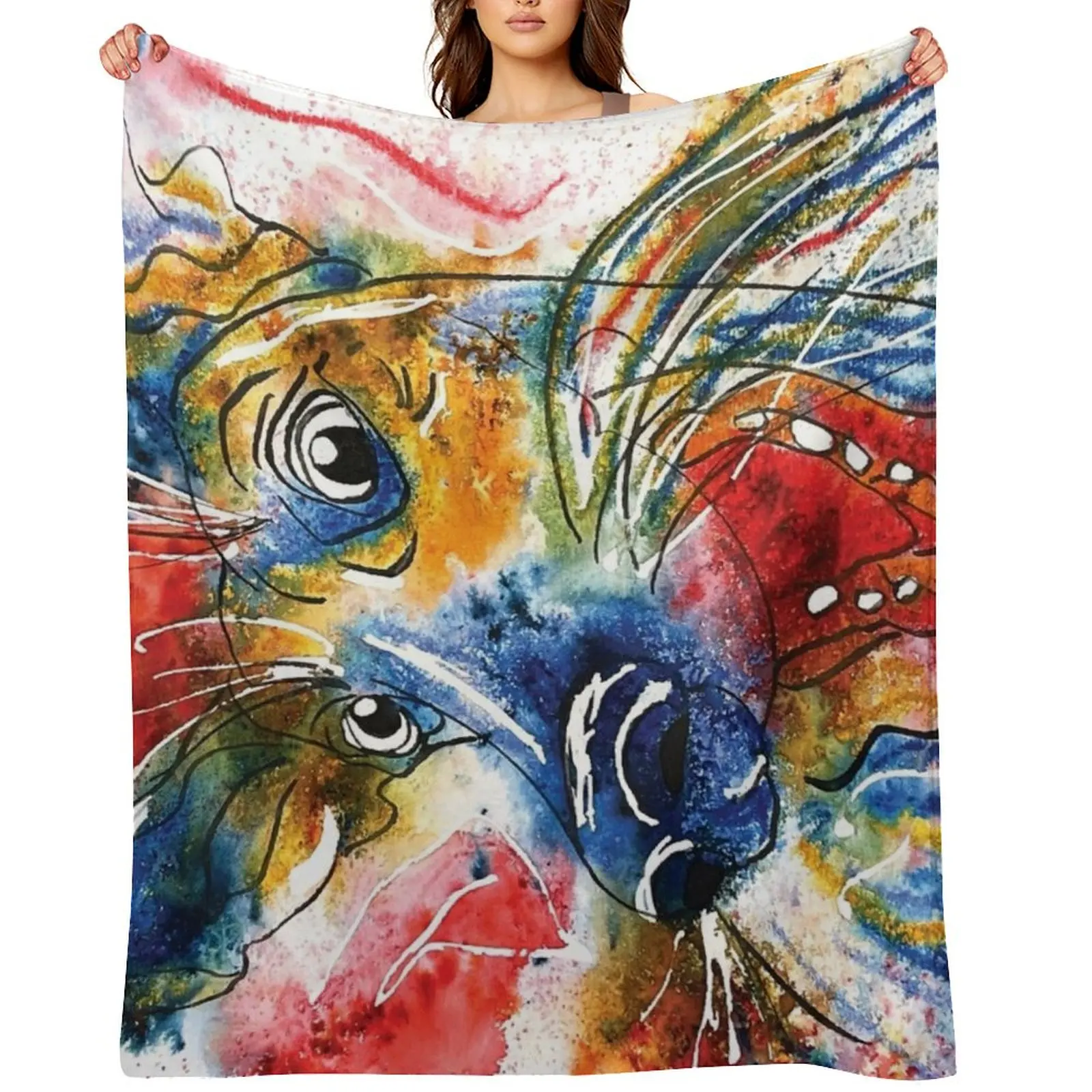

Kooky Kreatures 'Dax: The Blue Dog' Caricature Print — Art by Paquita Throw Blanket Softest Beach Blankets