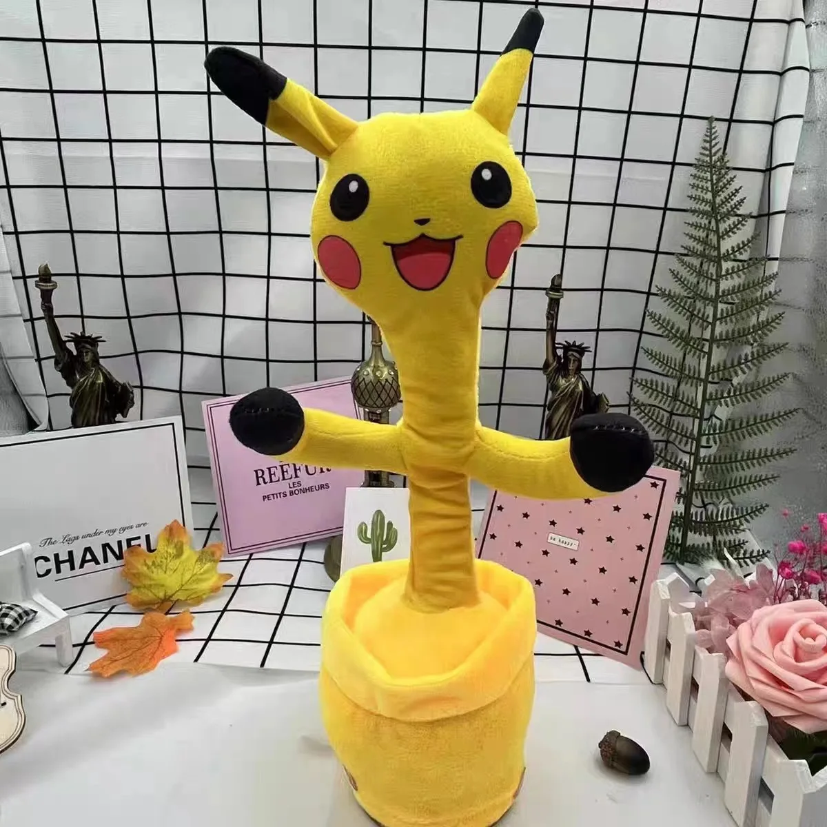 Pokemon Pikachu Dancing Cactus Repeat Talking Toy Song Speaker Wriggle Dancing Sing Toy Talk Plushie Stuffed Toy Baby Adult Gift