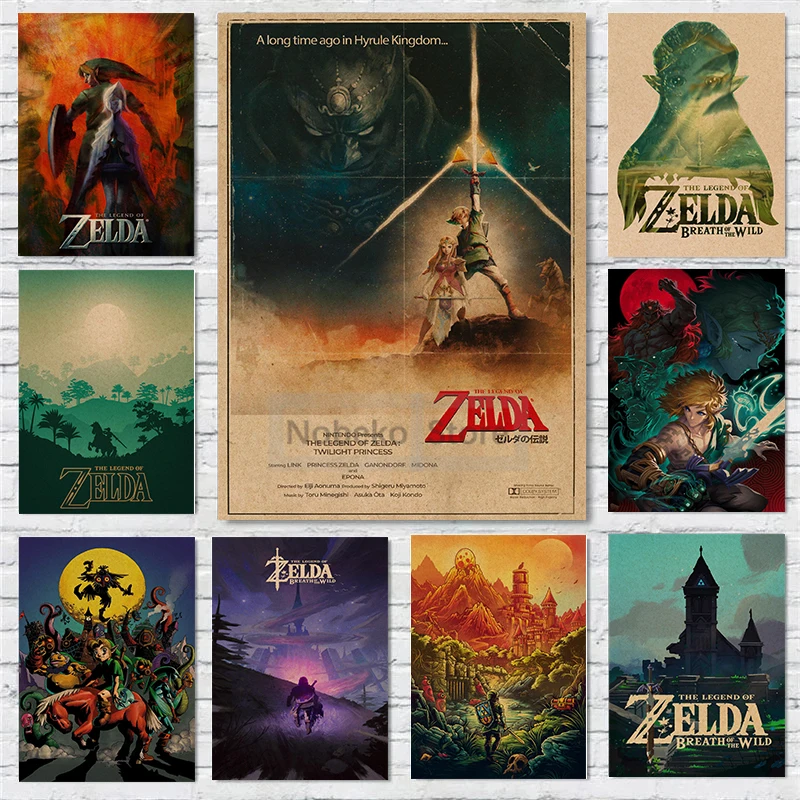 Póster Retro del juego clásico The Legend of Z-Zelda, impresiones de juegos populares, pintura en lienzo, imágenes artísticas de pared, decoración Vintage para habitación del hogar