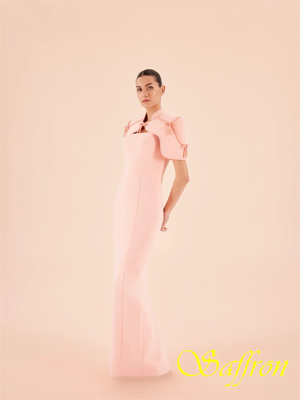 Customized Exquisite Jersey Mermaid Evening Dress Graceful High Collar Prom Dresses Fashion BowSpecial Occasion Gowns