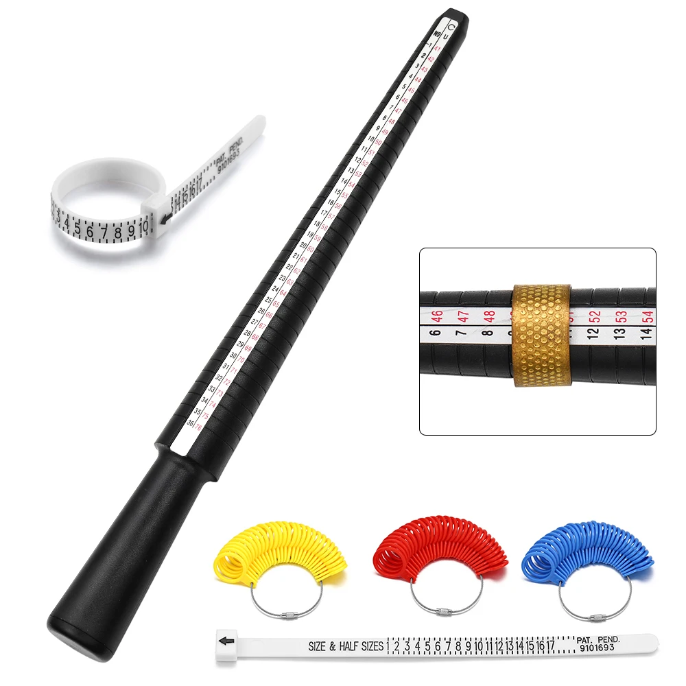 PHYHOO 1pcs Professional Jewelry Tools Ring Sizer Mandrel Stick Finger Gauge Measuring UK/US Size For DIY Jewelry Size Tool Sets