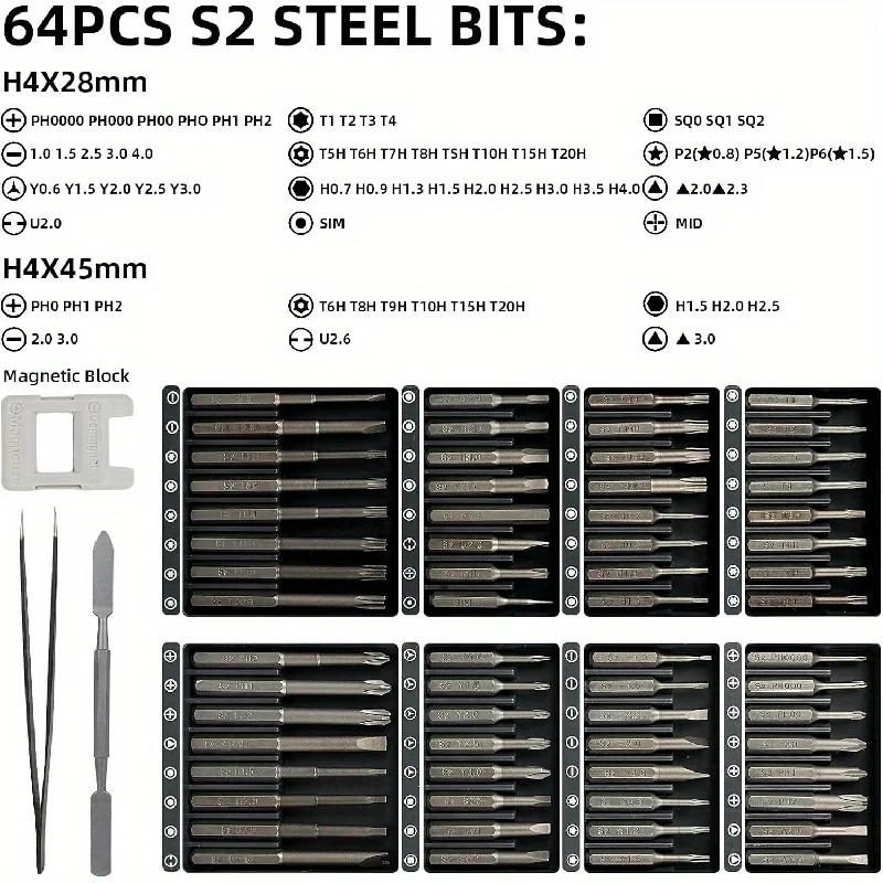 Set di cacciaviti elettrici multifunzione 68 in 1 strumenti di riparazione di precisione punte magnetiche per cacciavite TOrx Phillips per iPhone PC
