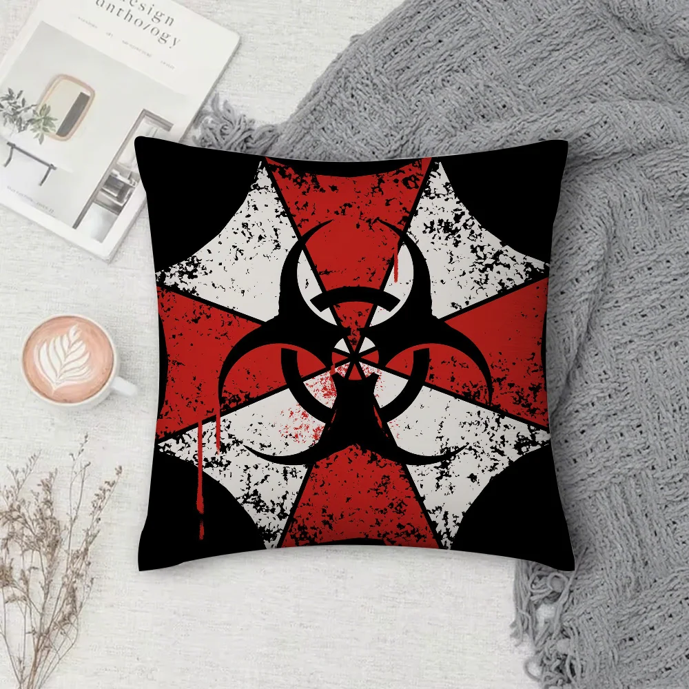 لعبة R-Resident E-Evil U-Umbrella كيس وسادة مربع على الوجهين الطباعة قصيرة أفخم غطاء وسادة أريكة غرفة نوم السرير وسادة #2