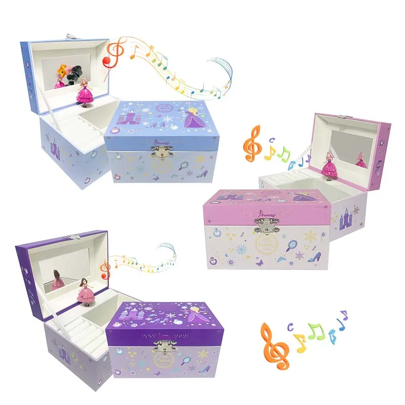 Musical Jewelry Box with Spinning Beautiful Princess Jewelry Storage Decoration and Music Box for Kids Girls Birthday Party Gift