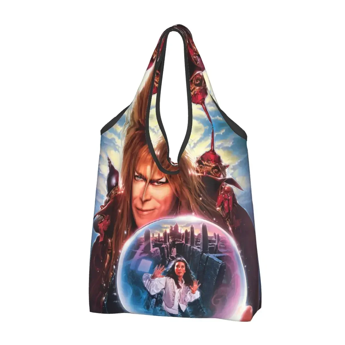 

Recycling Labyrinth Jareth The Goblin King Shopping Bag Women Tote Bag Portable Fantasy Film Groceries Shopper Bags