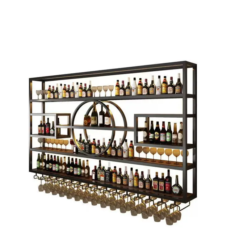 

Bar Bar Wall-mounted wine rack Restaurant Wall-mounted wrought iron wine cabinet