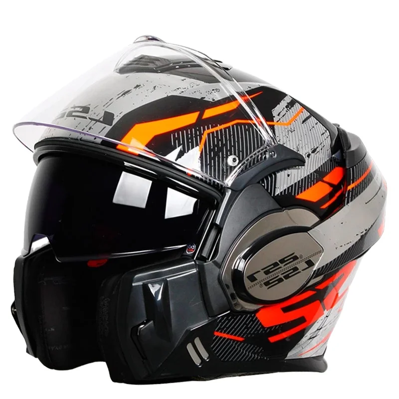 

original LS2 Valiant helmet ls2 ff399 180 flip up Chrome-plated helmet somersault Motorcycle helmet with Fog-Free system