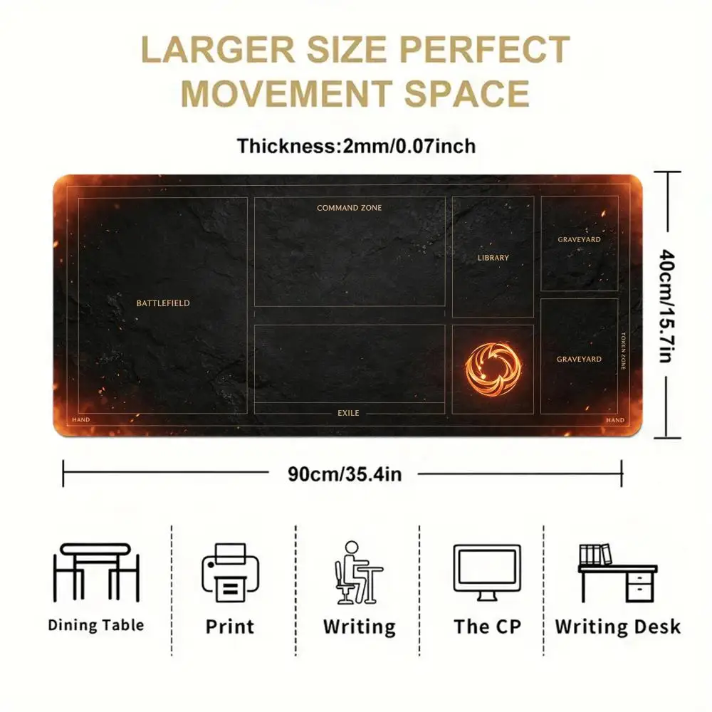 Lava stream circular glowing portal battlefield playmat apocalyptic fantasy card game desk pad