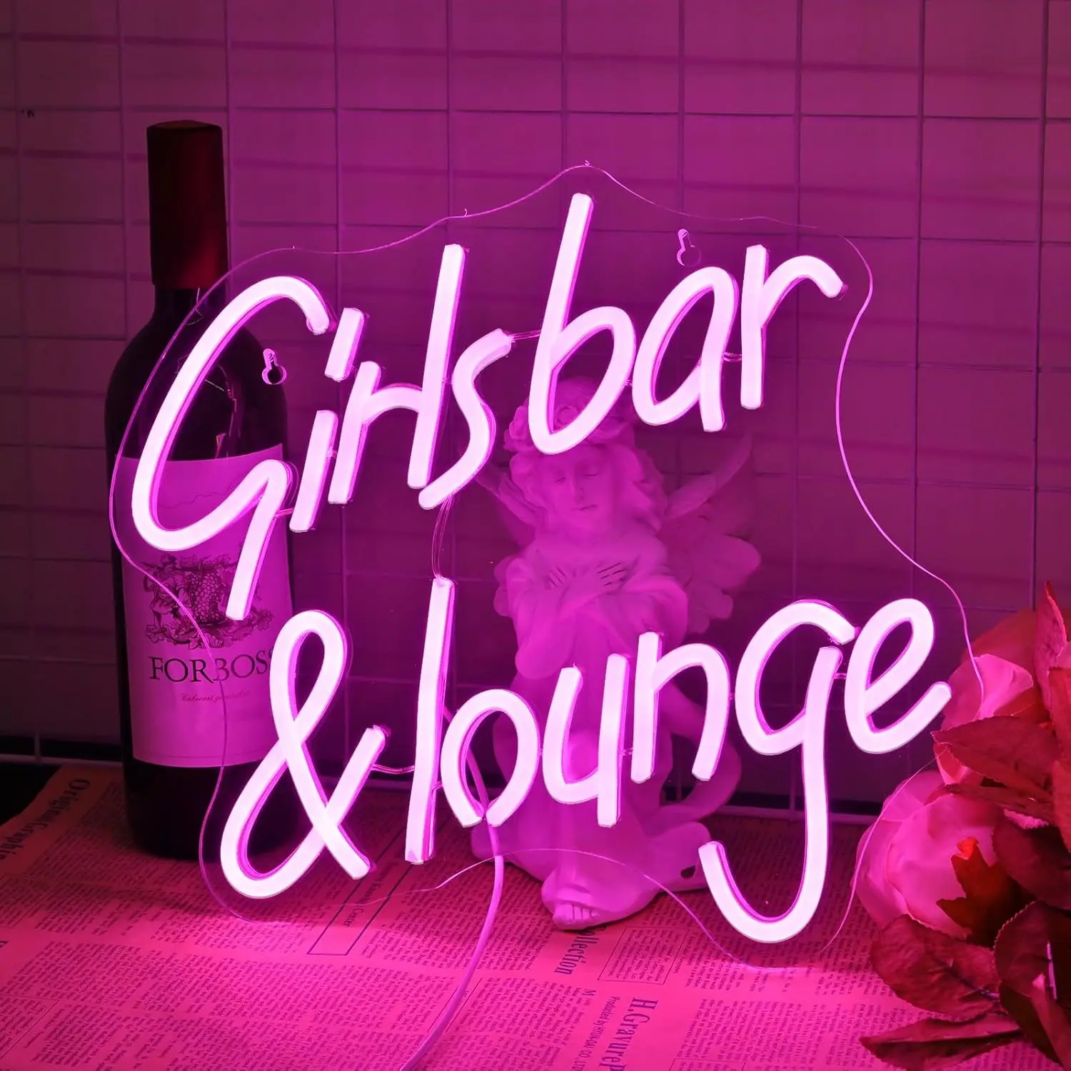 

Girls Bar & Lounge LED Neon Light - USB Powered, With Dimmer, Adjustable Brightness, Perfect for Home Bars, Lounges, Party Decor