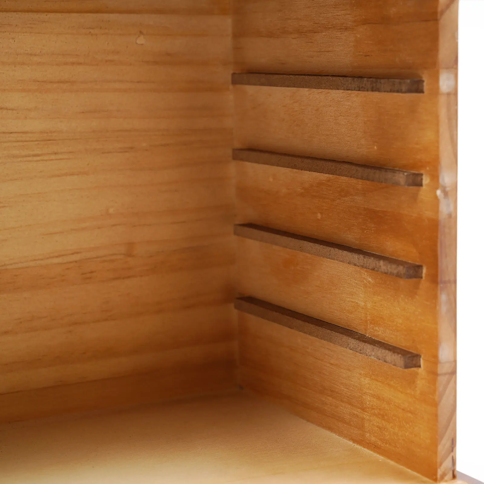 6-lagige braune Schmuckschatulle aus Holz, 29,5 x 18,5 x 25 cm, mit Spiegel-Sicherheitsriegel, zum Aufbewahren von Anhängern, Armbändern, Broschen und Halsketten – Detail 9
