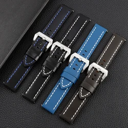 Vintage Watchband 20mm Black Blue Coffee Soft Material Men's  Bracelet Handmade Stitching Watch Strap