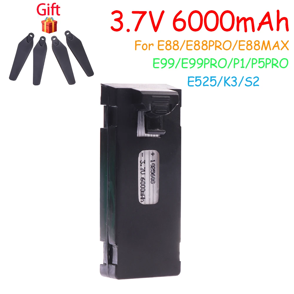 Akumulator E88s 3.7V 6000mah do baterii F185 F195 S92 P1 UAV akcesoria do baterii zapasowych E88 dron zdalnie sterowany