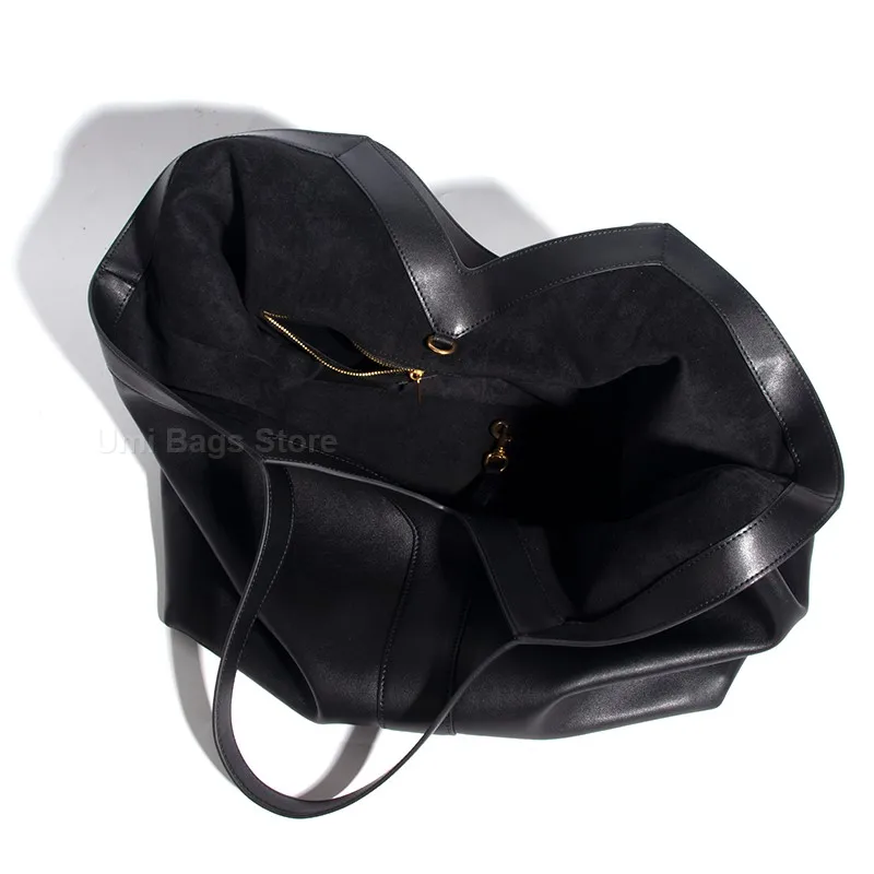 High-end Brand Genuine Leather Women's Tote Bag Retro Large Capacity Underarm Bag New Y Letter Design Versatile Shoulder Bag