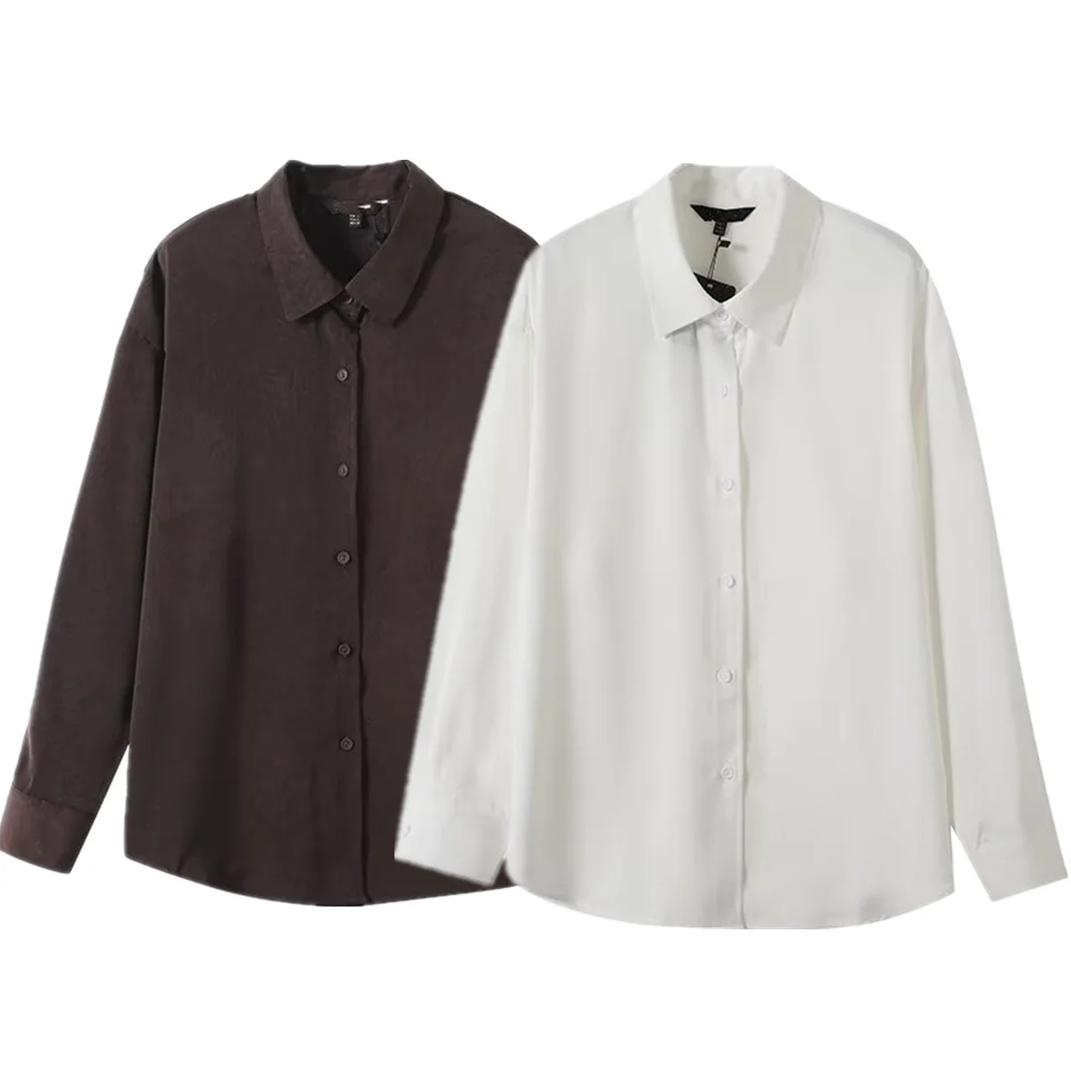 

Dave&Di Autumn Blouse Long-sleeved Shirt French Office Ladies Lazy Texture Commuting Elegant Top Casual Shirt Female