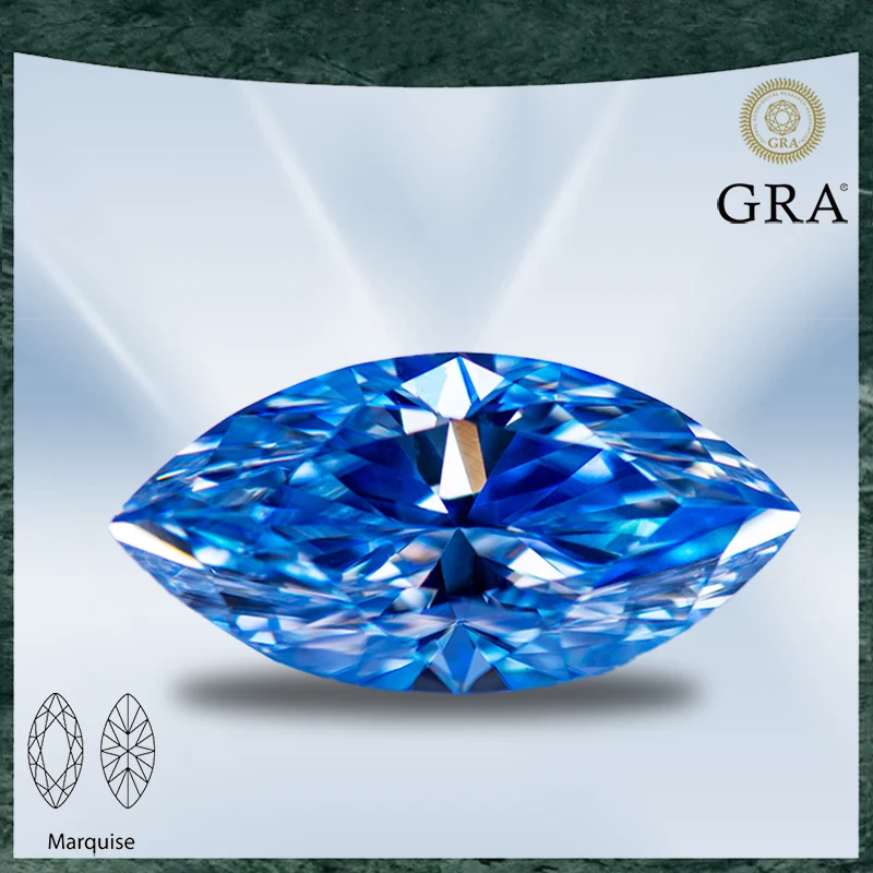 

Moissanite Stone Marquise Cut Ice Blue Color VVS1 with GRA Certificate for Gemstone Charms Advanced Jewelry Making Materials