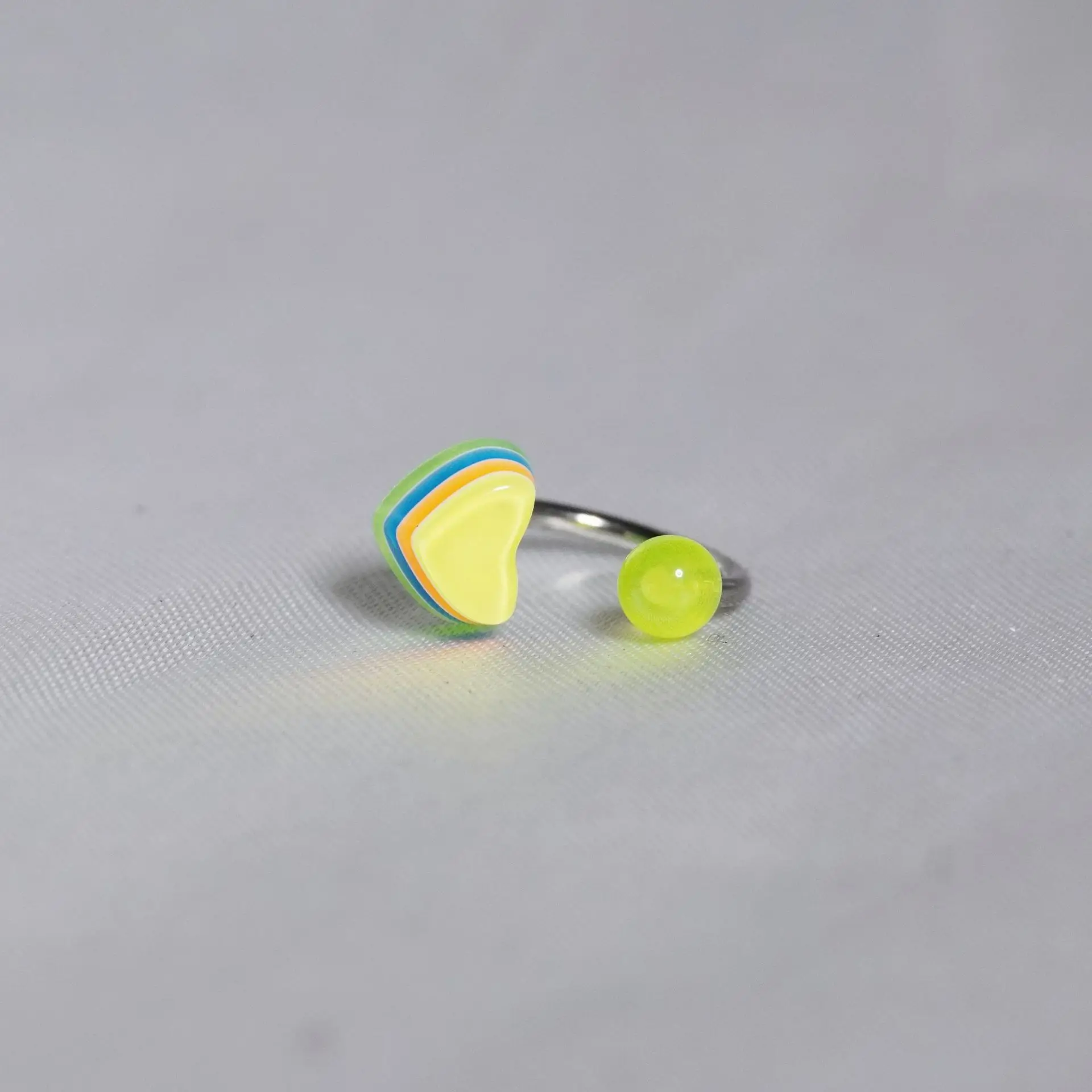 New Star Love Lip Ring Stainless Steel Luminous Ball Horseshoe Ring Color Resin Pentagram Earbone Ring Piercing Jewelry