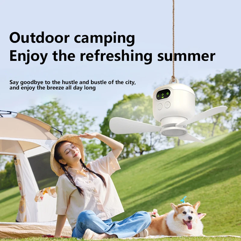 Портативный потолочный вентилятор Xiaomi 12000 мАч со светодиодной подсветкой и пультом дистанционного управления — перезаряжаемый охладитель циркуляции воздуха для уличной палатки и кемпинга