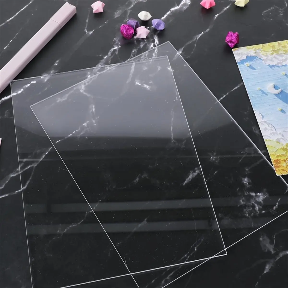 LUCK Lot de 2 tampons de découpe en acrylique, plaque de découpe en acrylique de 7,8x6 pouces, plaques de découpe en acrylique pour gaufrage et artisanat